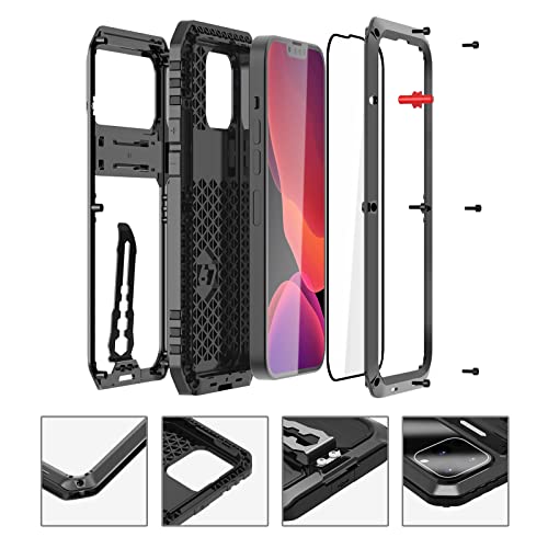Tcdys For Iphone 14 Pro Max Metal Case,Heavy Duty [Military Grade Protection] Rugged Shockproof Dustproof Outdoor Aluminum Case Cover For Apple Iphone 14 Pro Max (Black) #TOP1