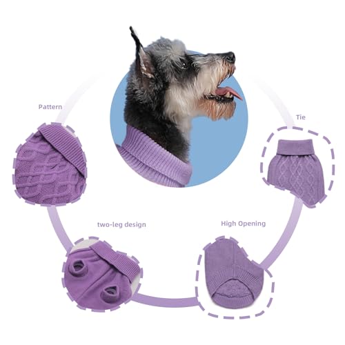 MengMengDa, Dog Pullover Sweater, Cold Weather Cable Knitwear, Warm Clothes for Chihuahua, Bulldog, Dachshund, Pug, Yorkie, Dog Outfits for Small Dogs (Purple XS)…