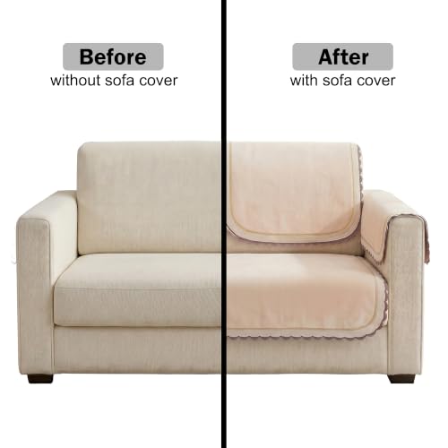 Image of Story@Home Velvet Sofa Cover 2 Seater Sofa Mat with Back Covers (152x122Cm) & Arm Rest Covers | Anti Slip Mat 2 Seater for Living Room | Measure Your Sofa & Create Your Set - Ombre Cotton Candy