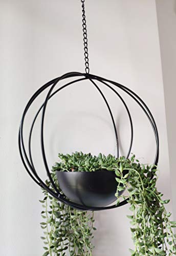 Riseon Boho Black Metal Plant Hanger,Metal Geometric Hanging Planter, Modern Planter, Mid Century Air Plant Holder Stand, Minimalist Planter For Indoor Outdoor Home Wedding Decor #TOP1