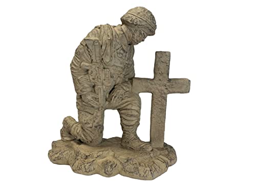 Estatua Soldado Arrodillado junto a Cruz 22 pulg miniatura 6