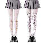 Ultra elastico, taglia unica TIGERROSA Calze E Calzini Di Supporto Morbido Collant Anime Lolita Even Panty Hose Cross Stampa A Cinque Punte Calze Di Seta Con Collant