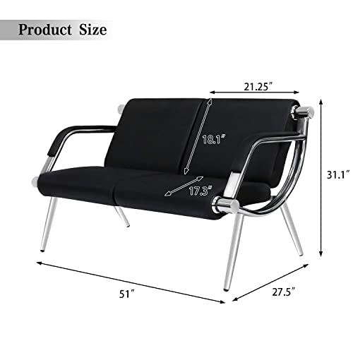 Kinfant Waiting Room Chairs Reception Furniture - Pu Leather Chair For Guest Reception Waiting Room Airport Hospital Bank (2-Seat) #TOP2