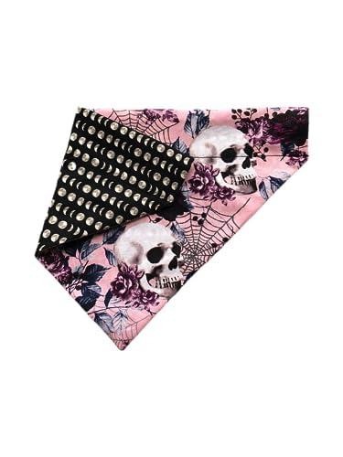 Reversible Slip On Dog Bandana  Halloween Bandana  Skulls And Flowers Bandana  Phases Of The Moon Bandana  Slip Over The Collar Bandana  For Small