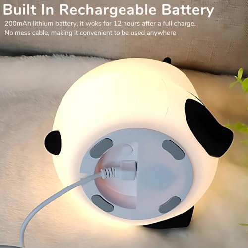 Image of TOYTONIC Panda Night Light for Kids - Soft Silicone Rechargeable Lamp with Tap Control, Multi-Color Modes, and Non-Slip Base - Perfect for Bedside, Baby Rooms, and Gifting