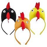 VOSAREA 3PCS Chicken Headbands Chicken Hair Hoops Plush Rooster Headbands 3D Hair Band Chicken Headpiece for Halloween Christmas Birthday Easter Costume Party