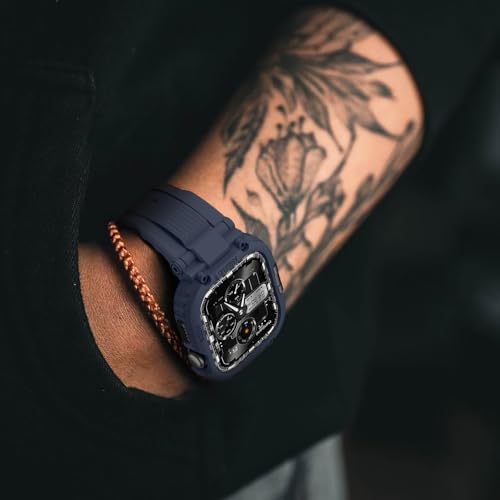 Image of amBand for Series 11 /10 Fits Apple Watch Bands Case 46mm Men, M1 Sport Durable Bumper compatible with iWatch 46 mm, Waterproof Gym Workout Accessories for Running Swimming Boating - Navy Blue