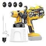 Cordless Paint Sprayer Compatible with Dewalt 20V MAX Battery (NO Battery) - Electric Spray Paint Gun with Led Light, 4 Nozzles & 3 Modes for Interior/Exterior House Painting, Furniture & Fences