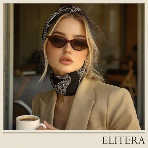 Retro Oval Polarized Sunglasses for Womens:Men Cat Eye Trendy Sunglasses Sunnies Lightweight UV Protection(Black frame grey lens,53mm)4