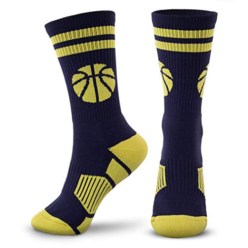 Image of ChalkTalkSPORTS Basketball Socks - Cushioned Mid-Calf Crew - Youth & Adult | Moisture-Wicking Performance Blend, Athletic Basketball Gear, Stay-Up Technology, Arch Support, Breathable, Boys and Men