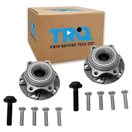 TRQ Front Left and Right Wheel Bearing and Hub Assembly Set 2 Piece Compatible with 02-08 Audi A4 Quattro 02-05 A4 2006 A4 Base Model 07-08 A4 02-04 A6 02-04 A6 Quattro V6 3.0L V6 2.7L 04-08 S4
