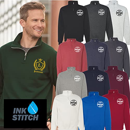 INK STITCH Custom Stitching Embroidery Logo Name Texts Half Zip Up Sweatshirts2