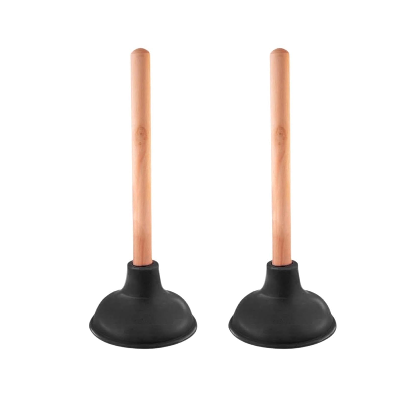 Msquare 2Pcs Rubber Plunger, Solid Wooden Handle, Drain Cleaner For Toilets, Wash Basins, Kitchen Sinks, Bathrooms, And Household Plumbing (2Pcs)
