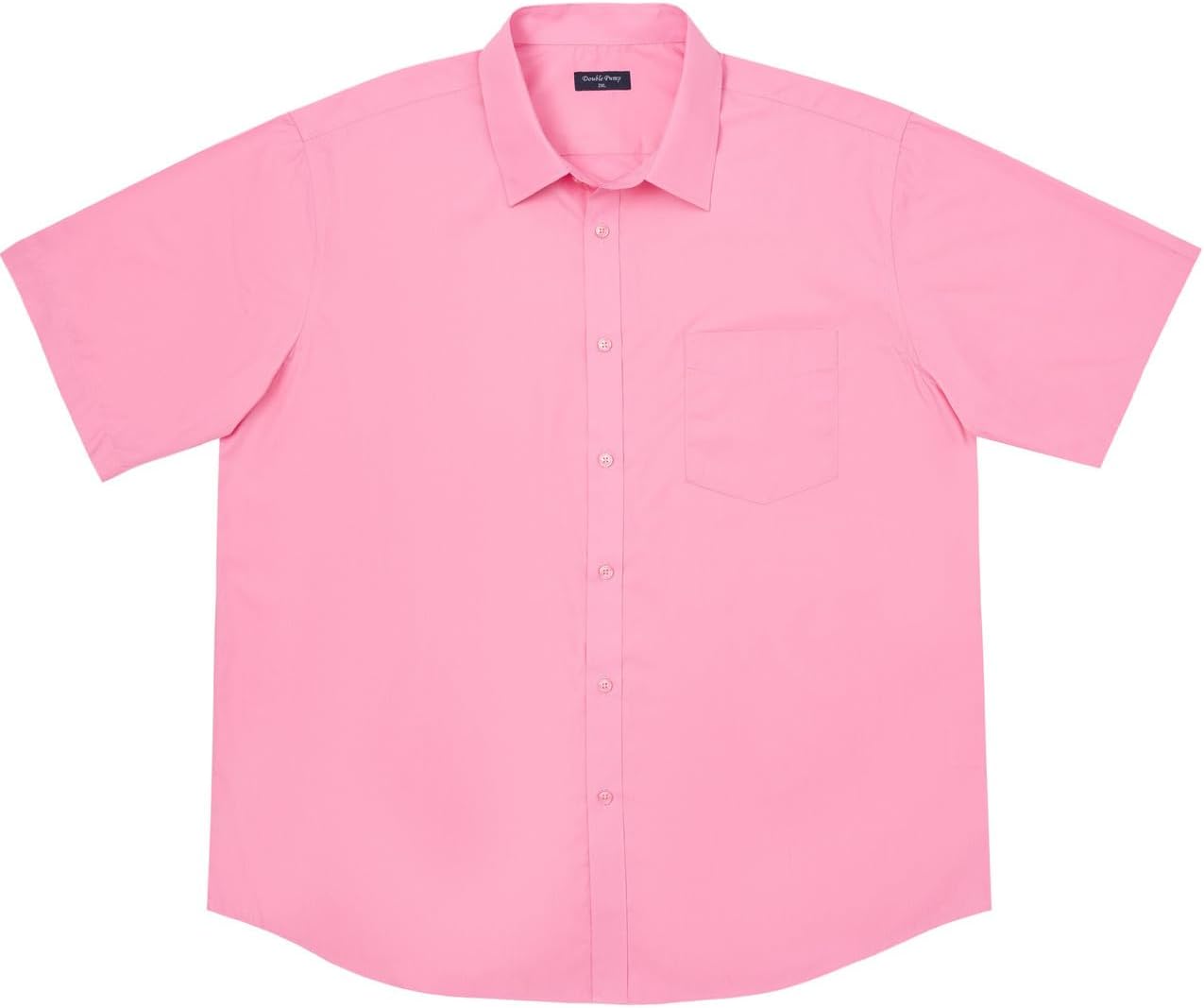 Double Pump Men's Big and Tall Short Sleeve Dress Shirts Business Casual Solid Button Down Shirt Relaxed Fit XXL-6XL Tall