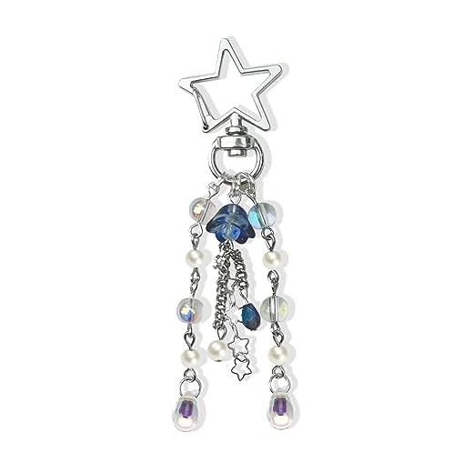 Agromusk Jellyfish Keychain,Cute Y2K Car Keychains for Women Girls Jellyfish Bag Charms Purse Accessories Star Jelly Decor (Dark Blue)