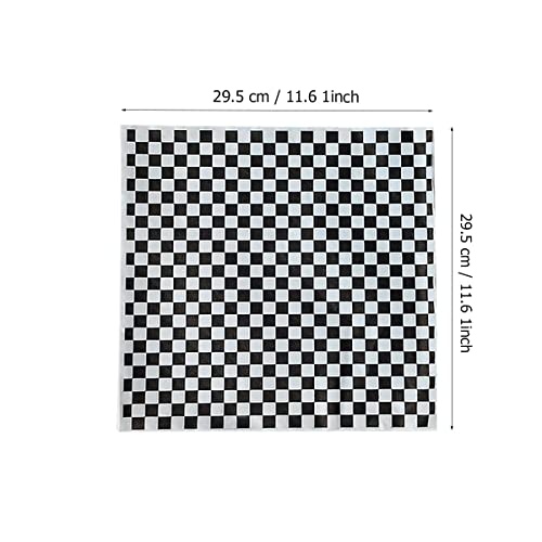 100 Sheets Black And White Checkered Dry Waxed Deli Paper Sheets, Grease Resistant Checkered ,Checkered Paper ,Deli Liner ,Checkered Paper Liners ,Checkered Basket Liners/Deli Paper (11.5''X11.5'') #TOP2