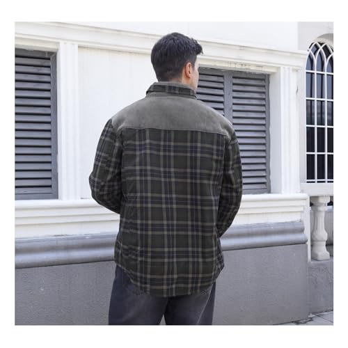 Men's Classic Fit Sherpa Lined Jacket Warm Flannel Shirt, Plaid Button-Down,Outdoor Work for Cold Winter3