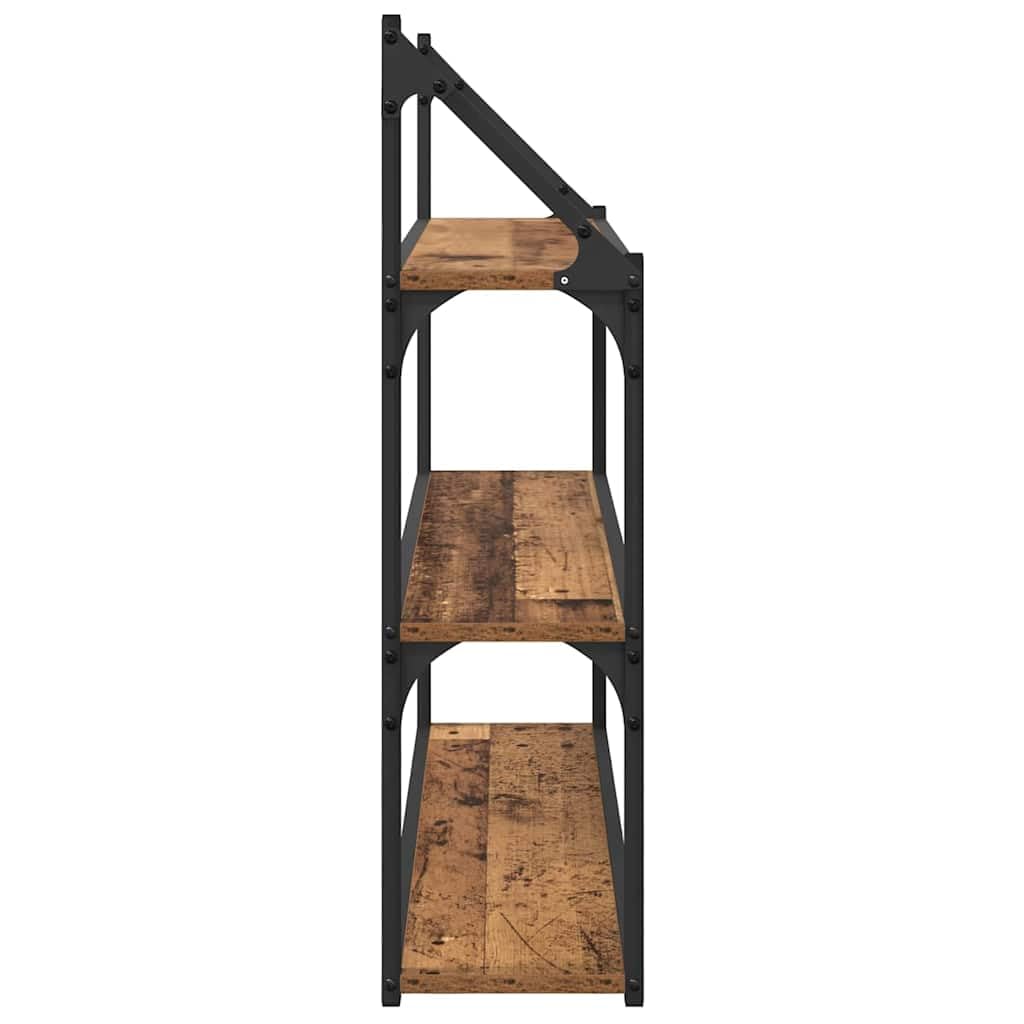 Wandregal Altholz 80x21x78,5 cm mit 3 Ablagen aus Holzwerkstoff und Metallrahmen, Modernes Design & Stabilität für Wohnzimmer, Flur und Schlafzimmer