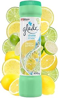 Glade Shake n'vac Carpet Freshener & Odour Neutraliser, Fresh Lemon, Pack of 12 (12 x 500g), Packaging May Vary