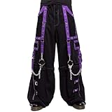 Black/Purple Gothic Bondage Pant Zip Off Into Shorts Punk Rock Dead Threads Baggy Pant (SMI-786, US, Waist, 38, Regular)