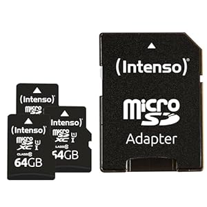 Intenso Premium microSDXC 3er Pack 64GB Class 10 UHS-I Speicherkarte inkl. SD-Adapter, schwarz: Amazon.de: Computer & Zubehör