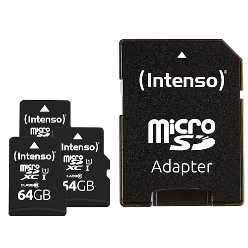 Intenso Premium microSDXC 3er Pack 64GB Class 10 UHS-I Speicherkarte inkl. SD-Adapter, schwarz: Amazon.de: Computer & Zubehör