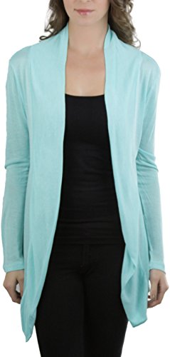 Image of ToBeInStyle Womens Open Front Long Sleeve Lightweight Asymmetrical Draped Cardigan with Side Pockets