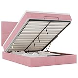 Mhdvray Ottoman Bettgestell Rosa 140x200 cm Samt mit Matratze & Topper hydraulischer Stauraum Jugendzimmer Gastzimmer Schlafzimmer