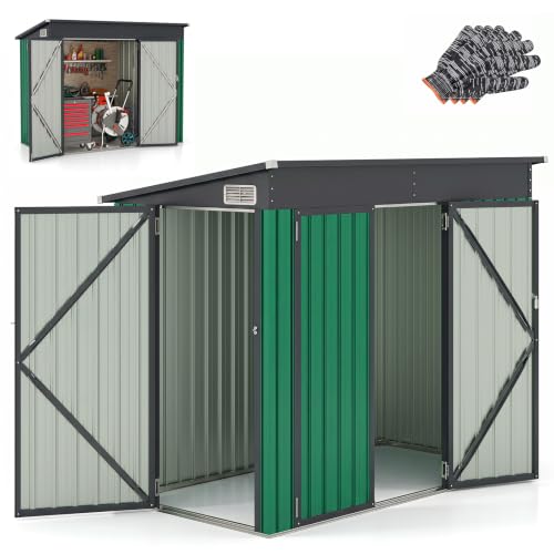 RELAX4LIFE Abri de Jardin Métal 235X117X185CM, Cabane à Outils 5M³,Vert