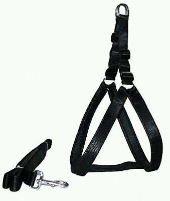 Petsplanet Nylon Adjustable Dog Harness with Padding Large Black -1 Inch