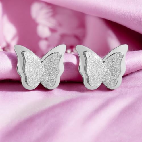 Image of Nilu's Collection Charming Dual Butterfly Classic Stud Earrings For Girls and Women | Anti-Tarnish | Anti- Allergy