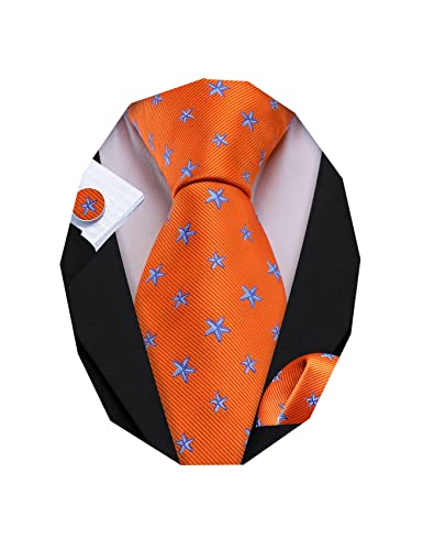 Image of Barry.Wang Fun Animal Ties for Men Designer Handkerchief Cufflink WOVEN Casual Necktie Set Festival