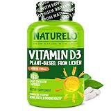 NATURELO Vitamin D - 5000 IU - Plant Based from Lichen - Natural D3 Supplement for Immune System, Bone Support, Joint Health - High Potency - Vegan - Non-GMO - Gluten Free - 180 Capsules