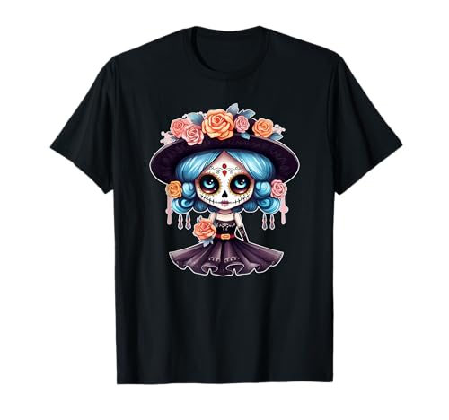 Mignon crâne en sucre de Catrina mexicain Dia de Los Muertos T-Shirt