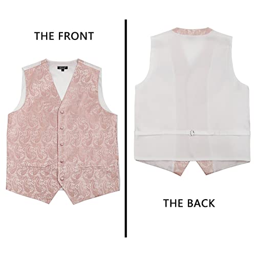 Alizeal Mens 5pcs Paisley Suit Vest Classic Jacquard Button-Down Waistcoat Set4