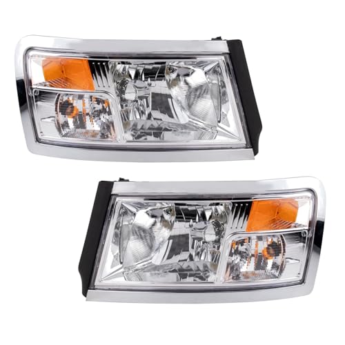 Image of TRQ Driver and Passenger Side Headlight Assembly Set Compatible with 08-10 Dodge Dakota without Black Bezel 11 Ram Dakota without Black Bezel