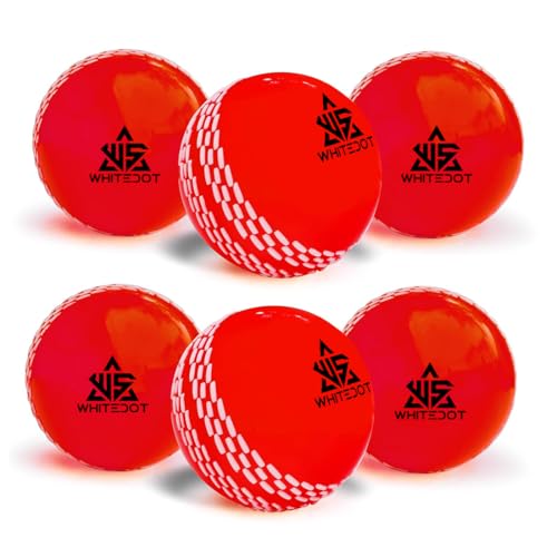 Image of Whitedot Synthetic Rubber Practice Cricket Ball /Wind Balls (90 GMS) for - Indoor & Outdoor Street & Beach Cricket (Pack of 6) (Red)