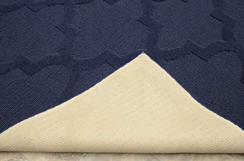 Garland Rug Quatro Navy 9' x 12' Cut-Loop Trellis Area Rug –Soft, Comfortable, Stylish & Budget-Friendly Rug in a Beautiful Solid Navy Blue by Garland Rug - Image 2
