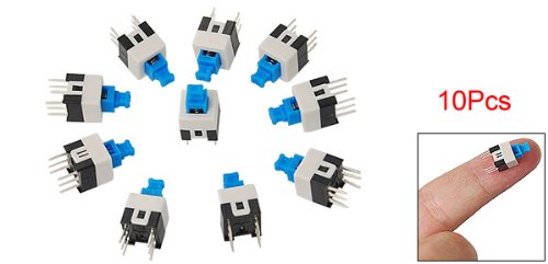 Sourcingmap 10 Pcs 7 x 7mm PCB Panel Mount Tact Tactile Push Button Switch Self Lock 6 Pin, Blue - Image 2