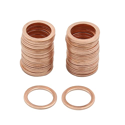 X AUTOHAUX M13 x 17mm x 1mm Copper Flat Washers Car Engine Sealing Gaskets Rings 50pcs