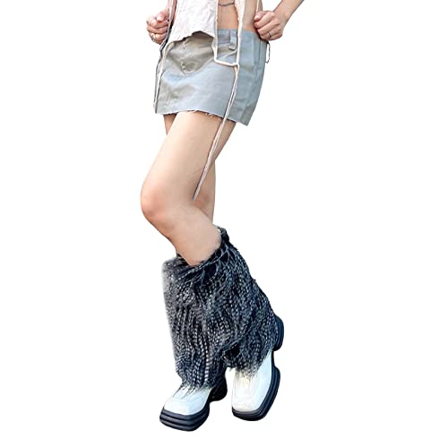 Mulheres Pele Leg Warmers Furry Fuzzy Faux Fur Boot Cuffs Soft Warm Winter Boot Cover Para Custume P