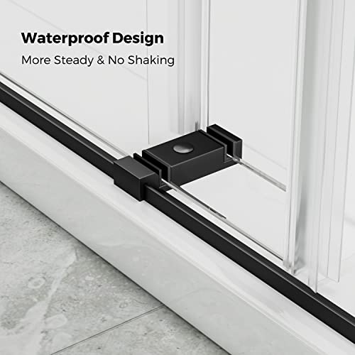 Delavin 56"-60"W X 75"H Frameless Shower Door, Double Sliding Shower Door, 5/16"(8Mm) Clear Tempered Glass, Noiseless Shatterproof Shower Door With Square Rail, Stainless Steel, Aluminum, Matte Black #TOP3