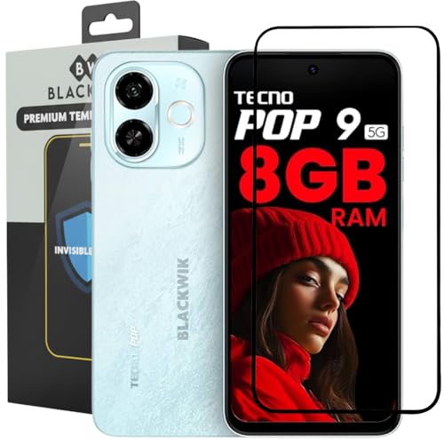 Image of Blackwik Tempered Glass Screen Protector for TECNO POP 9 with Edge-To-Edge Protector Coverage | Easy Installation Kit (Black)