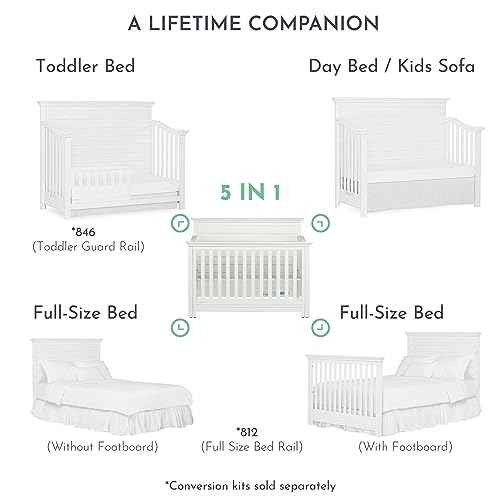 Evolur Waverly 5-in-1 Full Panel Convertible Crib in Weathered White