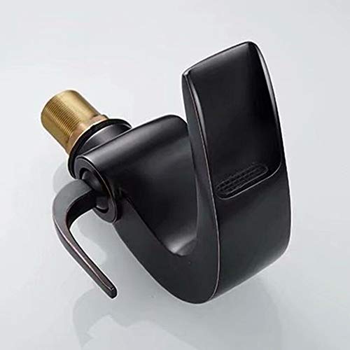 Robinet mitigeur cascade laiton noir pour vasque de salle de bain familiale