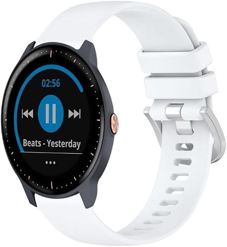For Garmin Vivoactive3 / 3 Music Liquid Glossy Silver Buckle Silicone Watch Band(White)