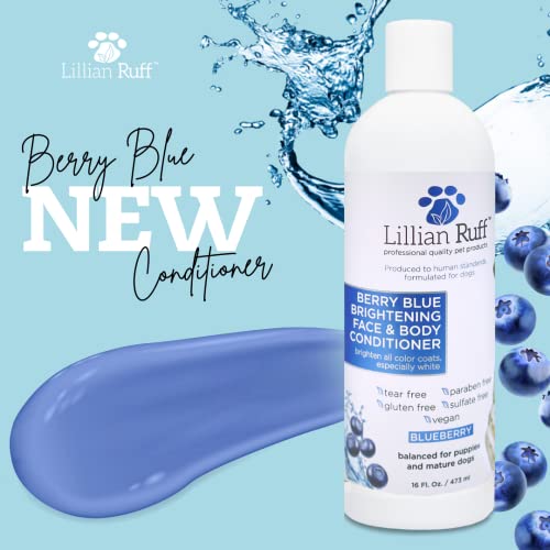 Lillian Ruff Berry Blue Brightening Face And Body Conditioner For Dogs & Cats - Tear Free Blueberry Conditioner - Remove Tear Stains, Hydrate Dry Skin, Add Shine & Luster To Coats - Made In Usa (16Oz) #TOP2