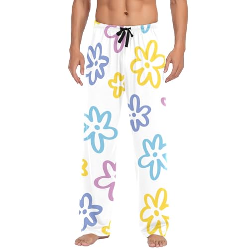 Flower Doodle Mens Pajama Pants Mens Pj Pants Comfy Cotton Pj Long Pant for Men with Pockets Size S-XXL2