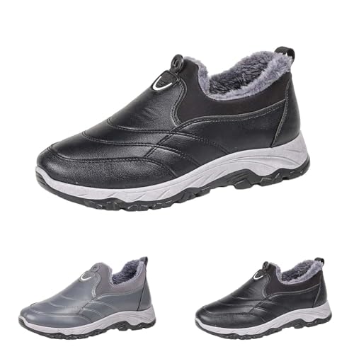 Botas de nieve para hombre, impermeables, forradas, cálidas, para senderismo, lana de cordero, botas de invierno, antideslizantes, para exteriores, con cordones, zapatos térmicos, cómodas botas de