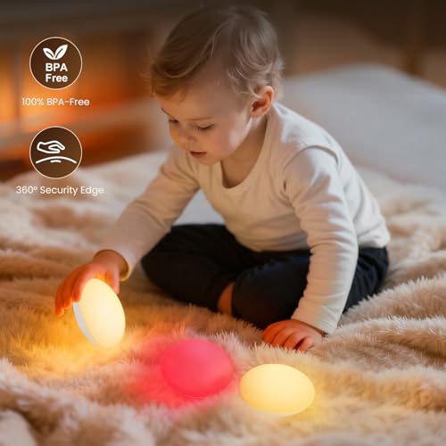 MAHYKO Nachtlicht Baby, Weiches BPA-freies Silikon Nachtlampe Kinder, 3 Farbwechselmodi 3 Timer und Stilllicht dimmbar, Wiederaufladbares Baby Night Light Für Stillen Wickeln kleinkinderzimmer
